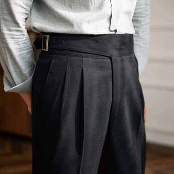 Black Classic Buckle Gurkha Pants