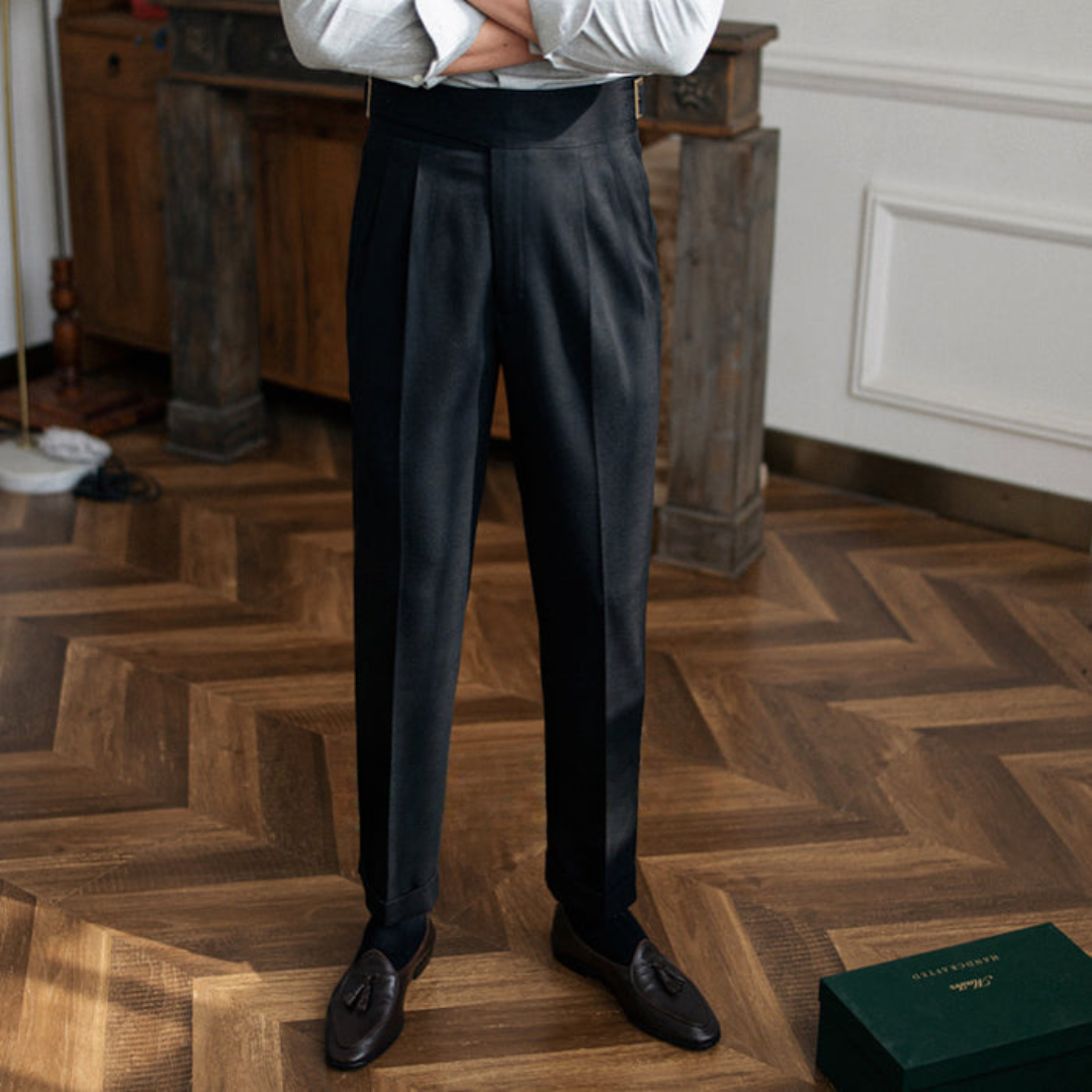 Black Classic Buckle Gurkha Pants