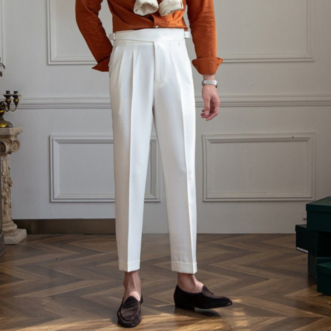 White Classic Buckle Gurkha Pants