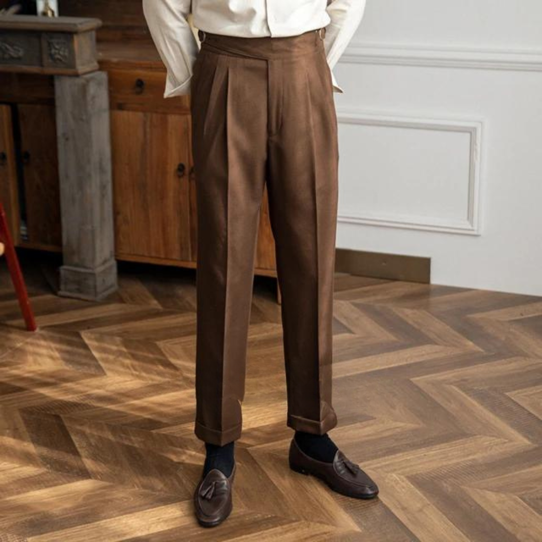 Brown Classic Buckle Gurkha Pants