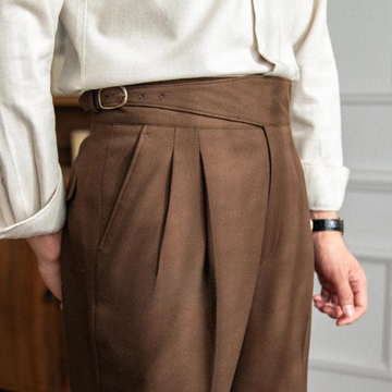 Brown Classic Buckle Gurkha Pants