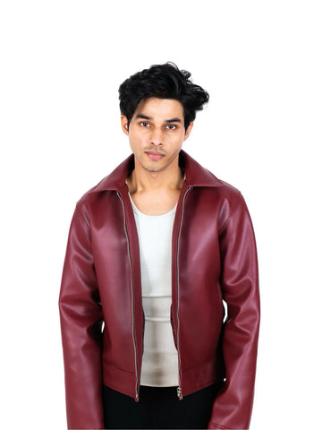 Cherry Maroon Faux Leather Jacket