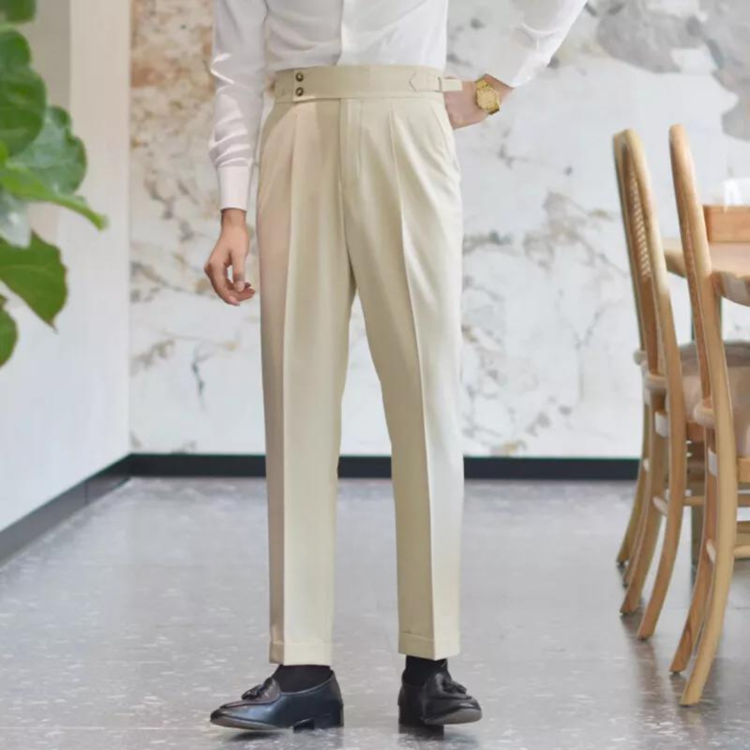 Cream Signature Buttoned Gurkha Pants