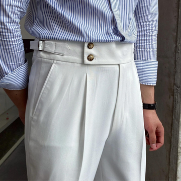 White Signature Buttoned Gurkha Pants