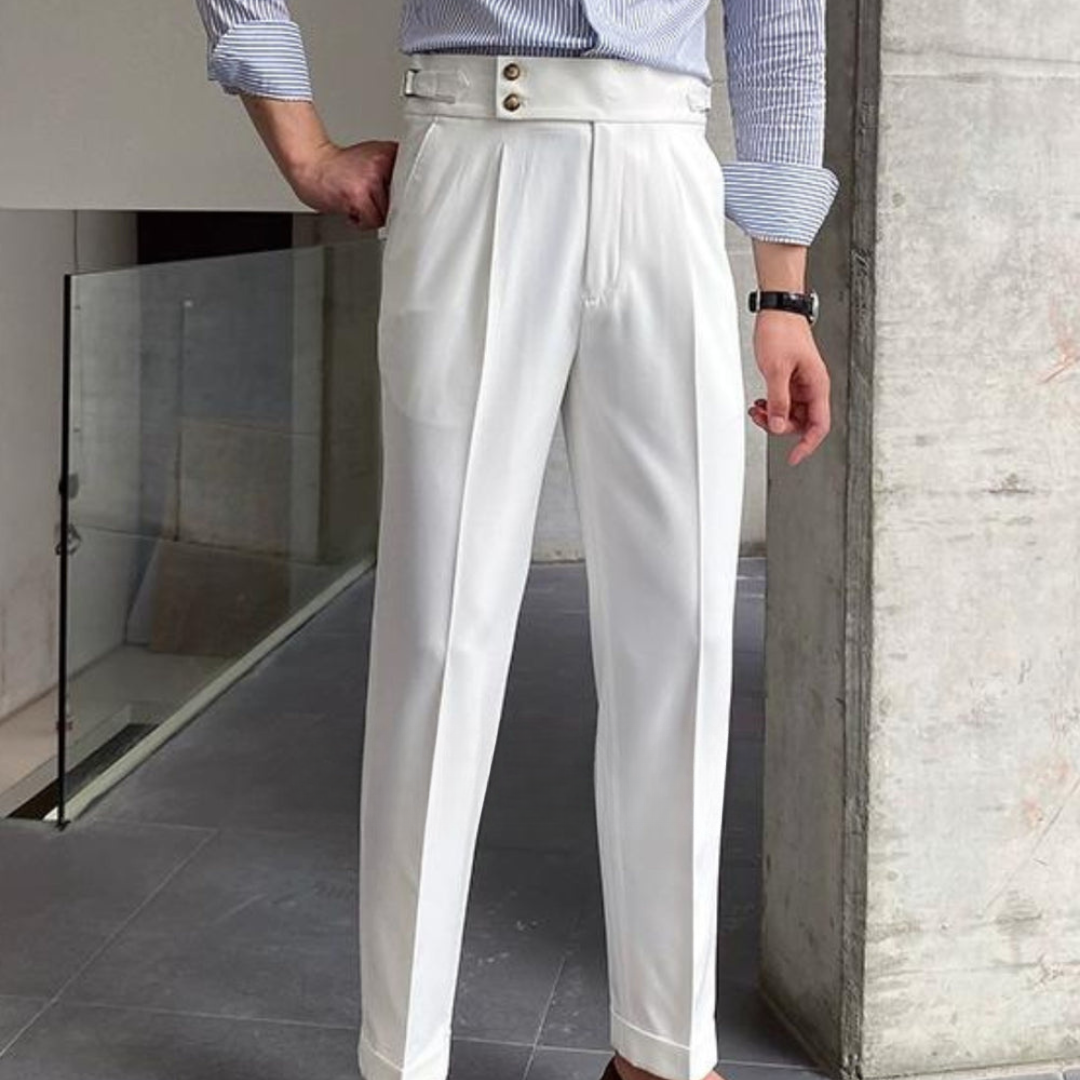 White Signature Buttoned Gurkha Pants