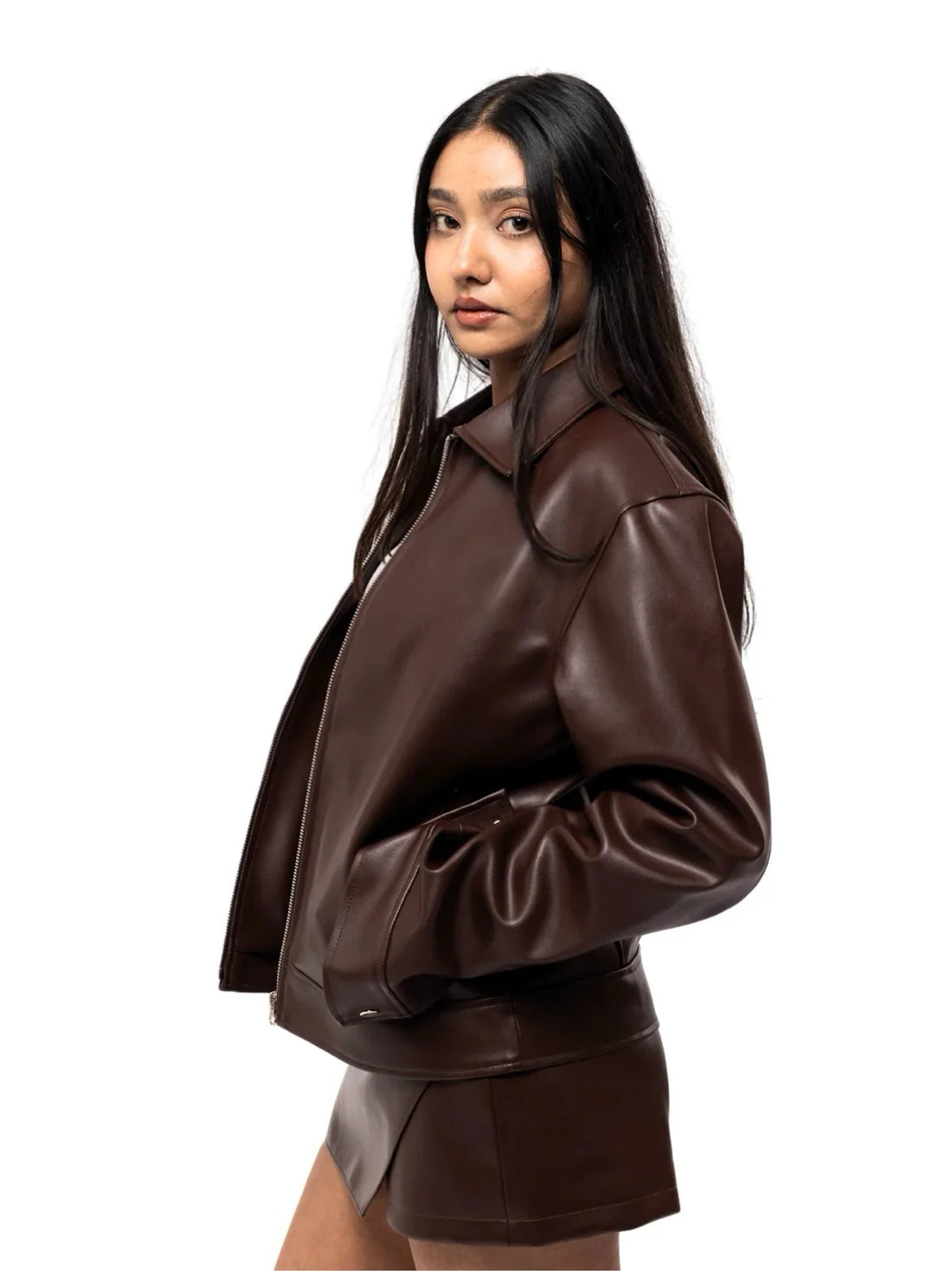 Mocha Chocolate Leather Jacket- Female edition
