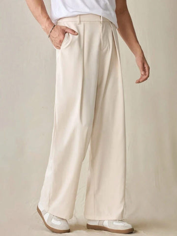 Beige Korean Pleated Pant
