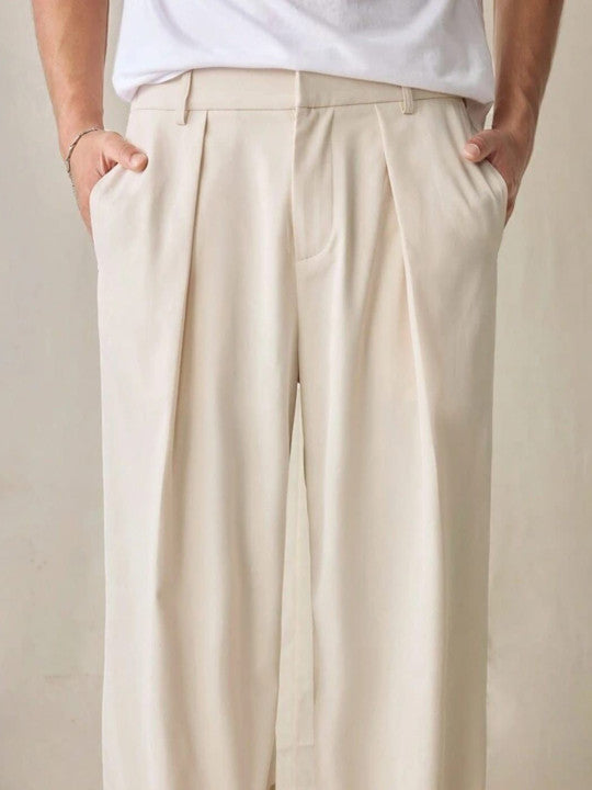 Beige Korean Pleated Pant